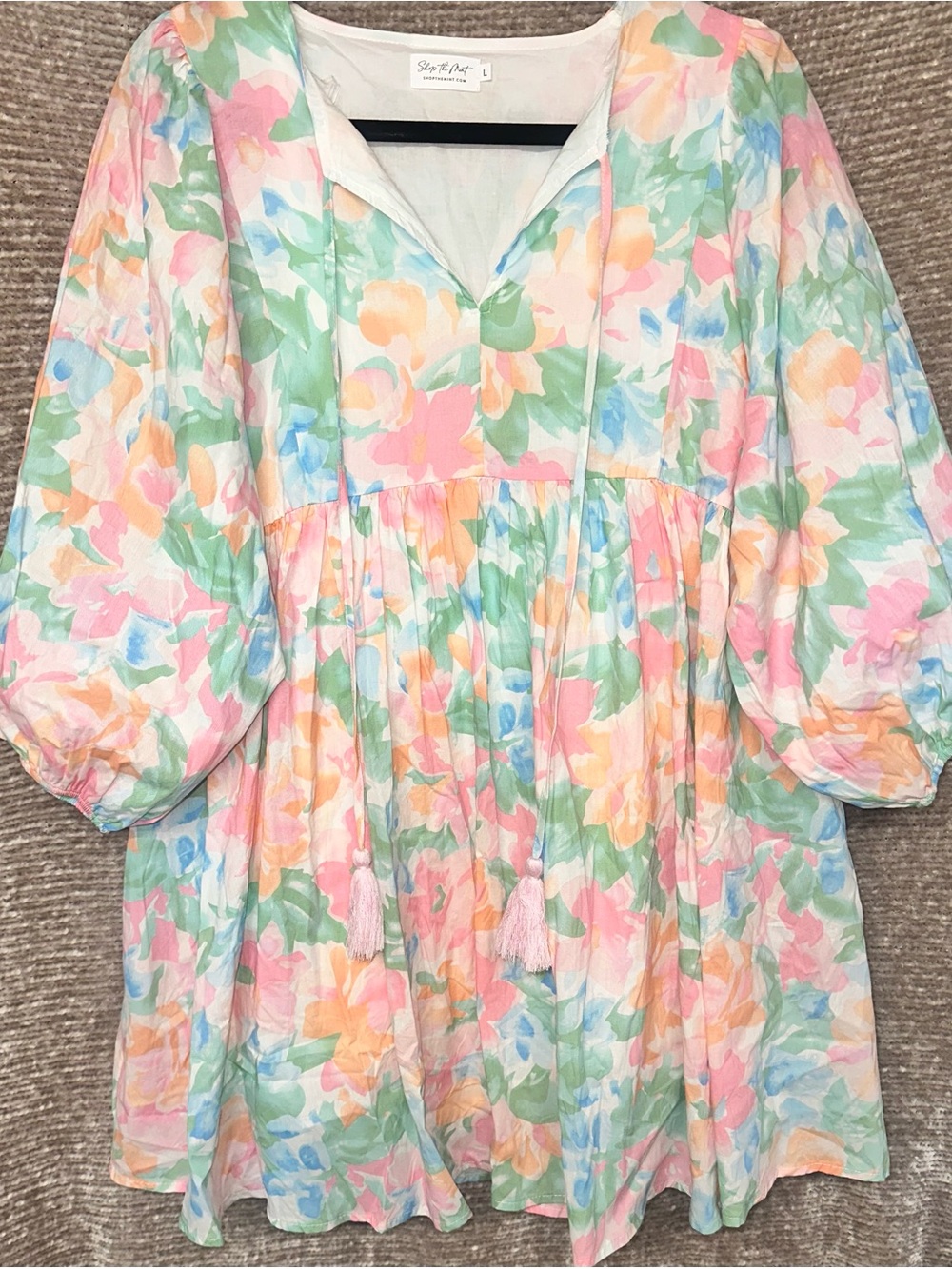 Floral Pastel Babydoll Mini Dress - Soft Multi - Picture 4 of 4